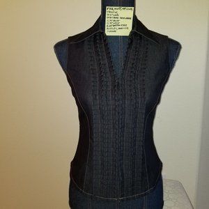 706 NWOT Classy Classiques Entier Denim Top 2 Ruff